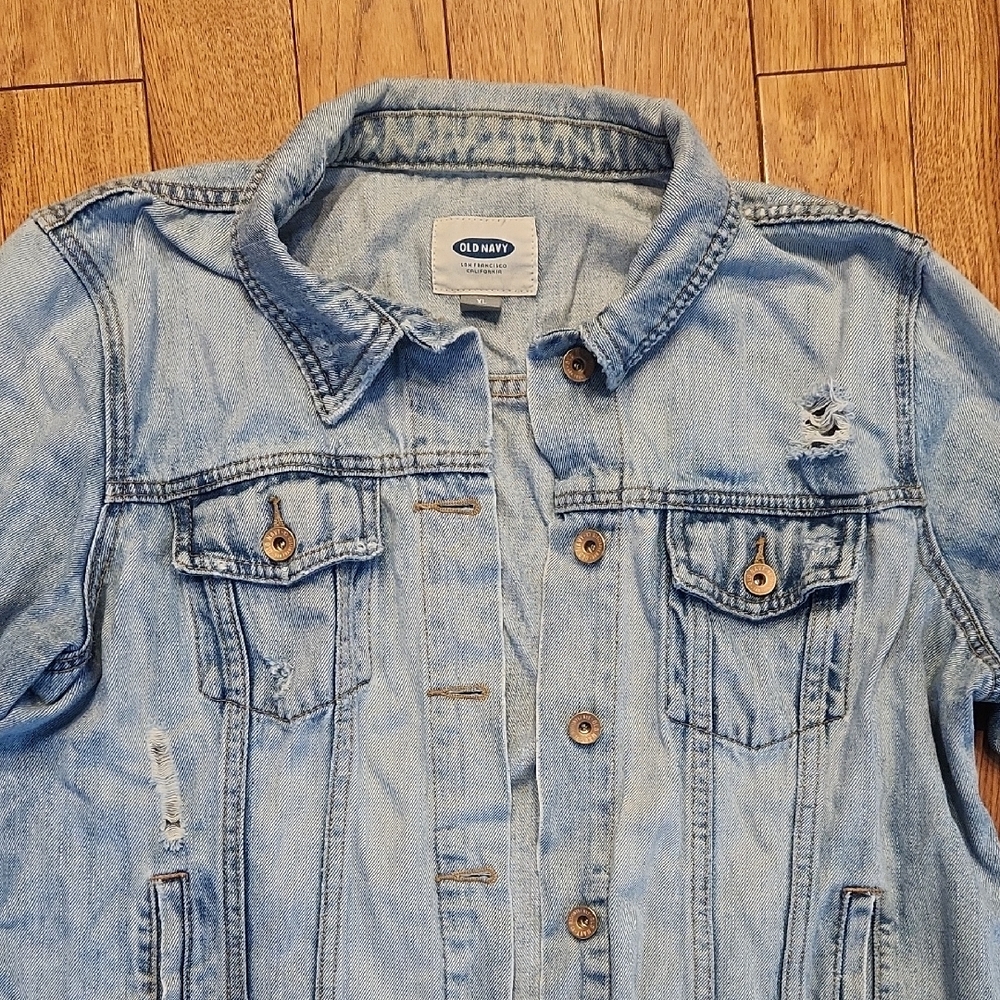 Old Navy Light Blue Women's Jean Jacket Size Xl - Picture 4 of 6